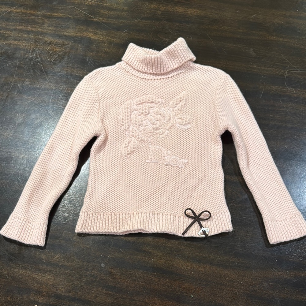 Dior Pink Cowl Neck Sweater with Heart Design Girls. Vintage